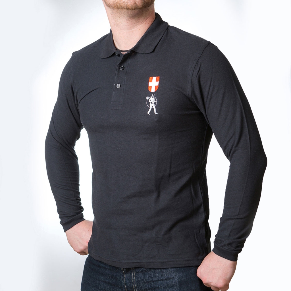 Polo Shirt Schwarz langarm mit  RFK bestickt (SZ)