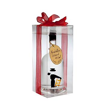 Mirabellenschnaps in
Glasflasche mit
Glasrauchfangkehrer